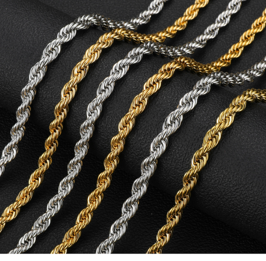 UNISEX GOLD AND SILVER STAINELESS STEEL ROPEVNECKLACE